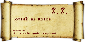 Komlósi Kolos névjegykártya